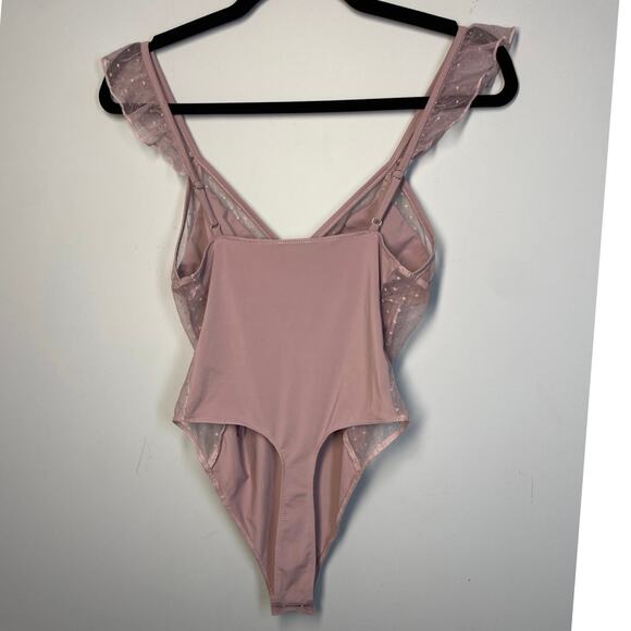 New, Le Lis Collection, Size Small, Pink Purple Mesh Flutter Sleeve Bodysuit - Picture 5 of 9